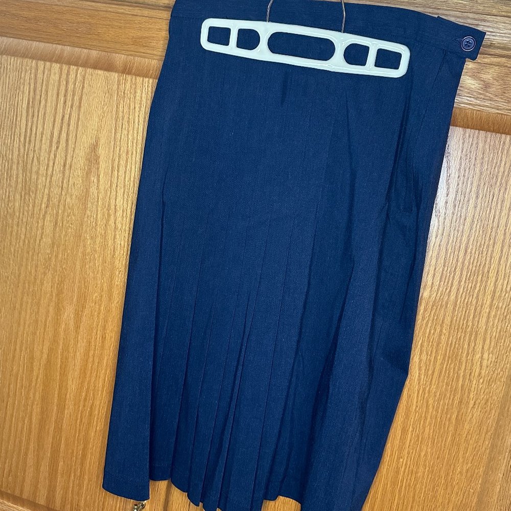 Max Studio Navy Blue Pleated Skirt - Size 4